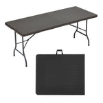 3-piece Rattan Plastic Outdoor Folding Table Bench Set