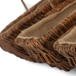 Wicker Rectangular Unpeeled Willow Garden Trug With Hessian Lining | Set-of-3 | Brown