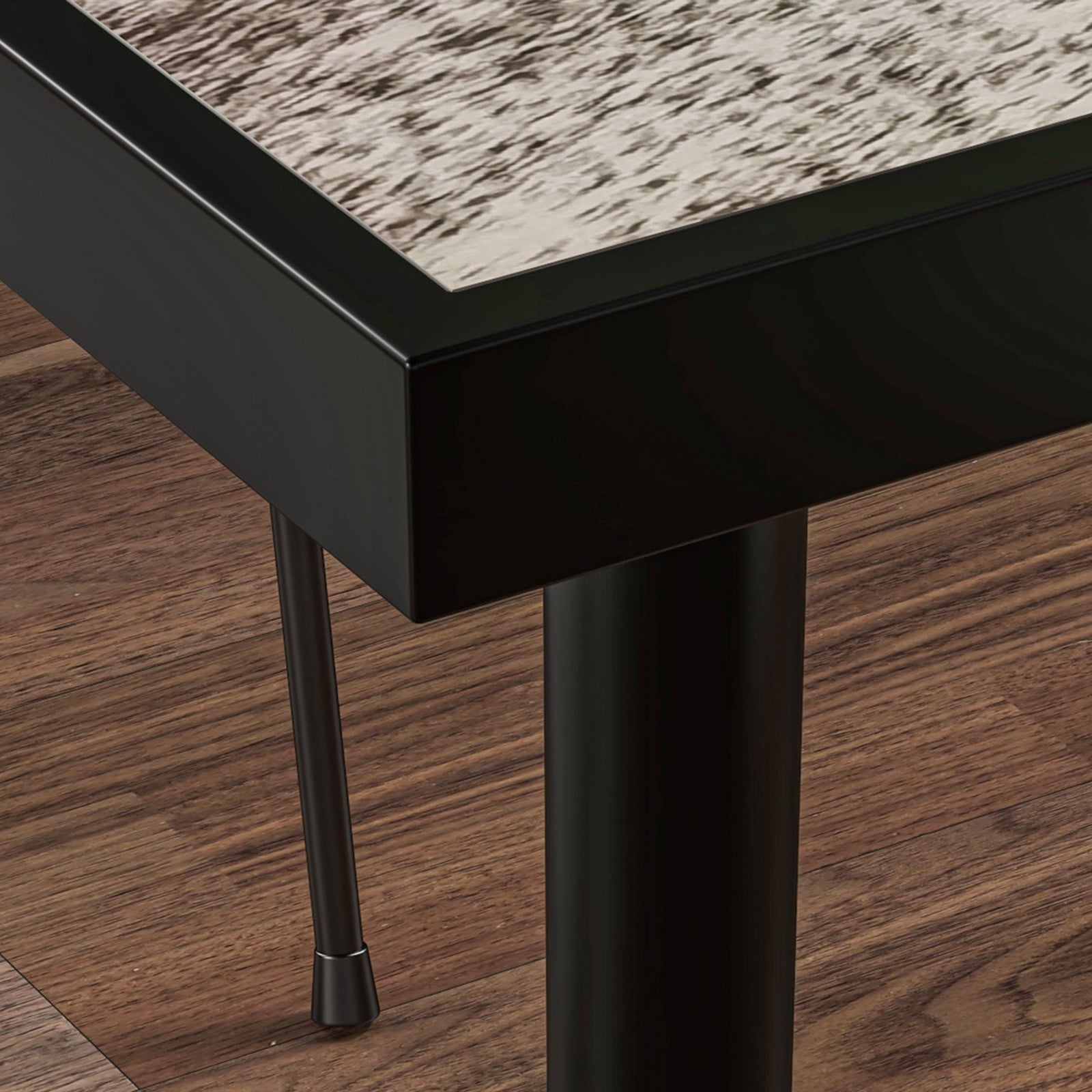 Square Outdoor Dining Table, Marble Effect Top