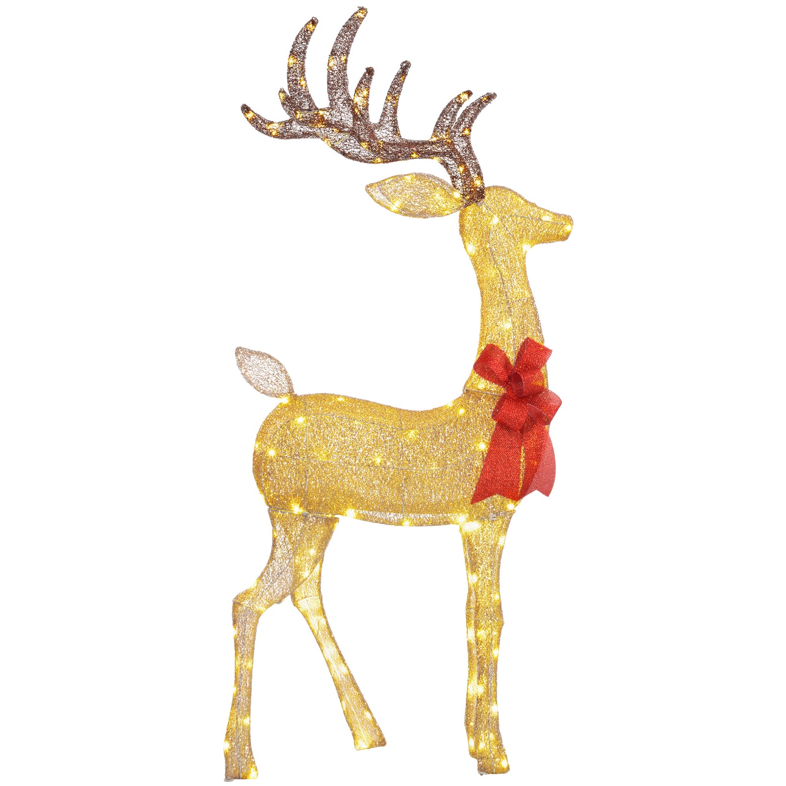 Lighted Reindeer Christmas Decoration W/ Stakes Zip Ties