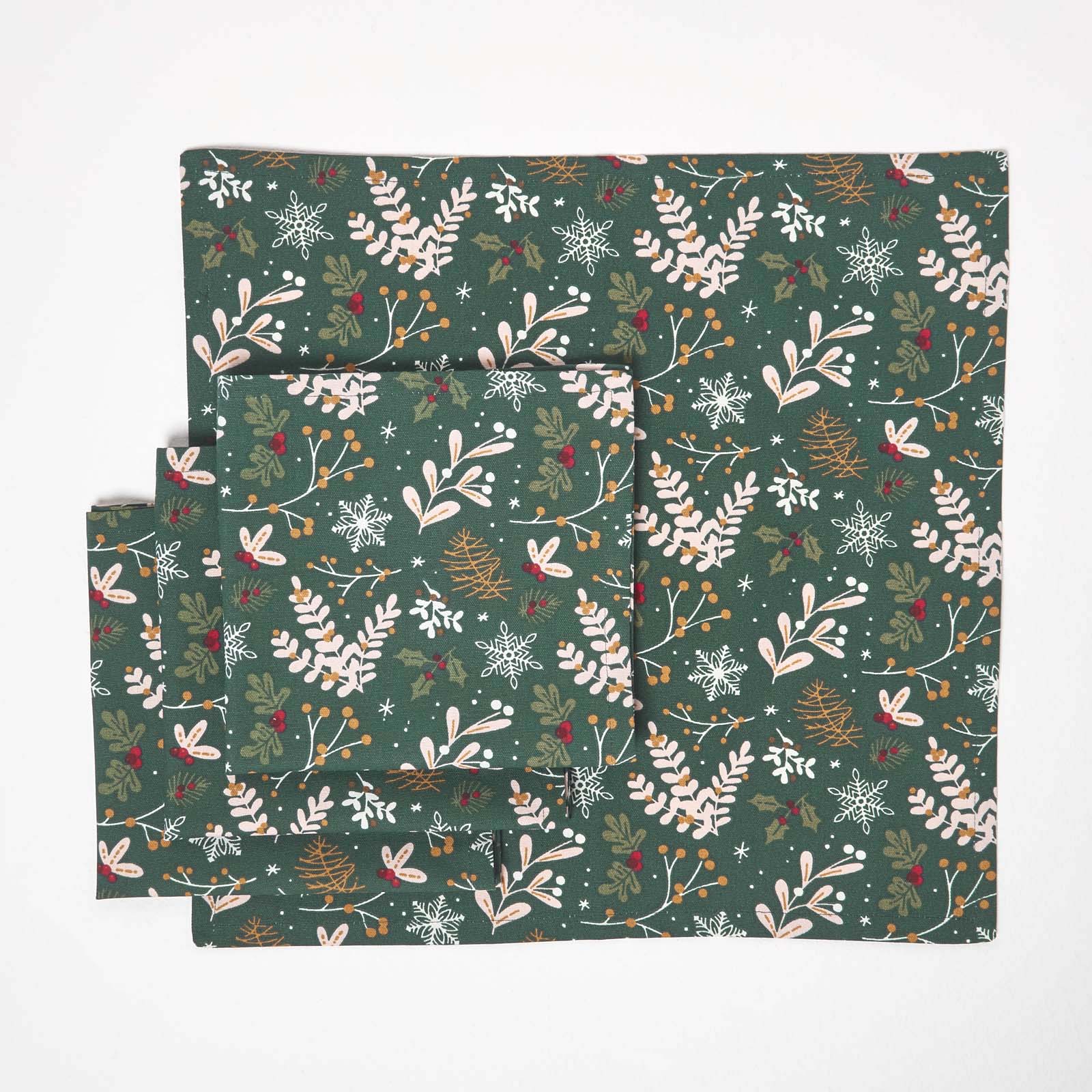 Festive Forest Green Christmas Napkins, Set Of 4
