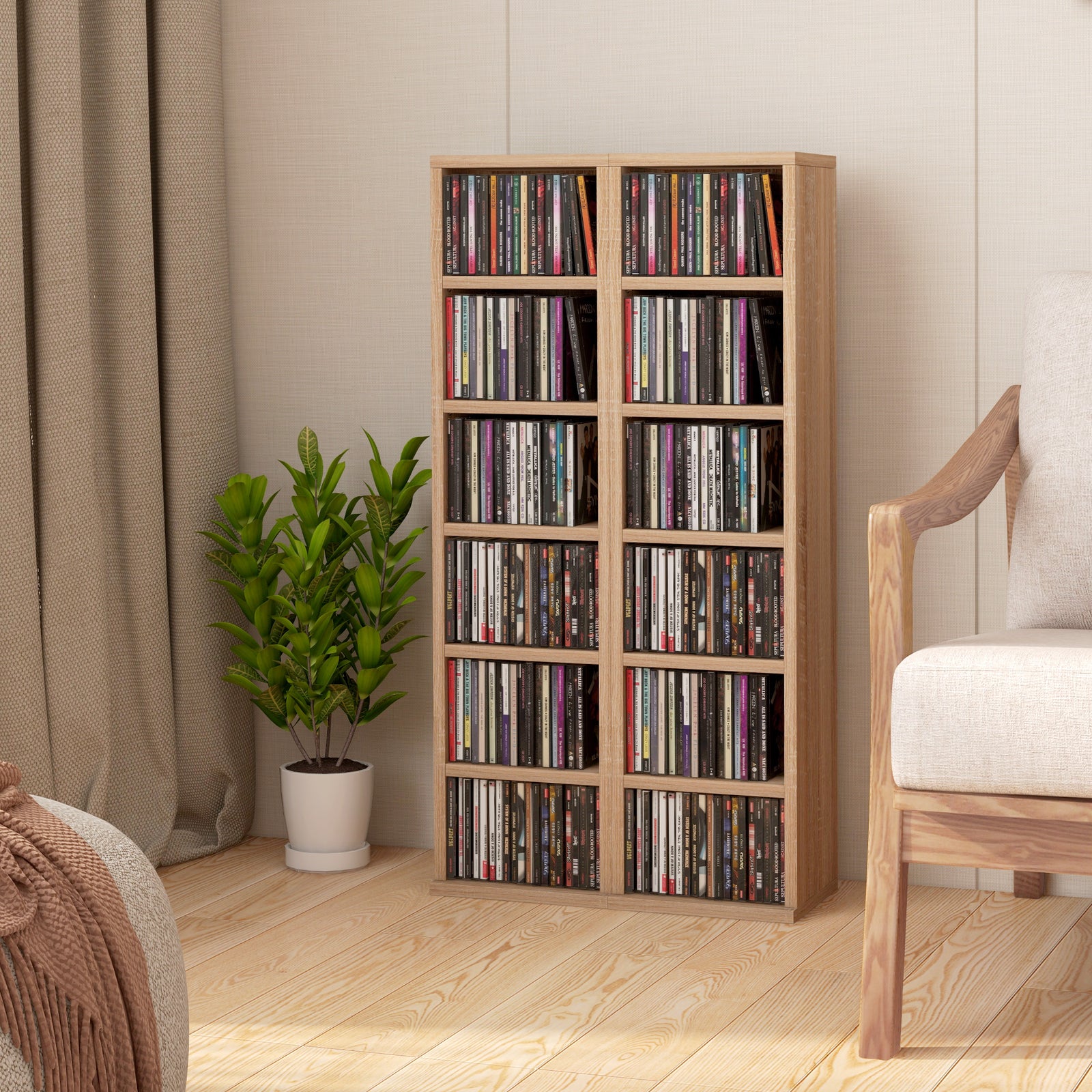 Set Of 2 Cd Storage Units With Adjustable Shelves | One Size | Yellow