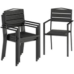 Outsunny Garden Chairs Set Of 4, Garden Dining Chairs, Hdpe Seat, Black