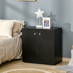 Freestanding Storage Cabinet Two Shelves Wooden Sideboard | One Size | Black