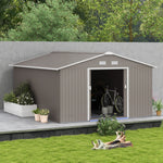 Garden Shed Storage Unit With Locking Door Floor Foundation | Large | Light Slate Gray