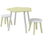 Kids Table And Chair Set, Flower Design, For Ages 2-5 Years - Green
