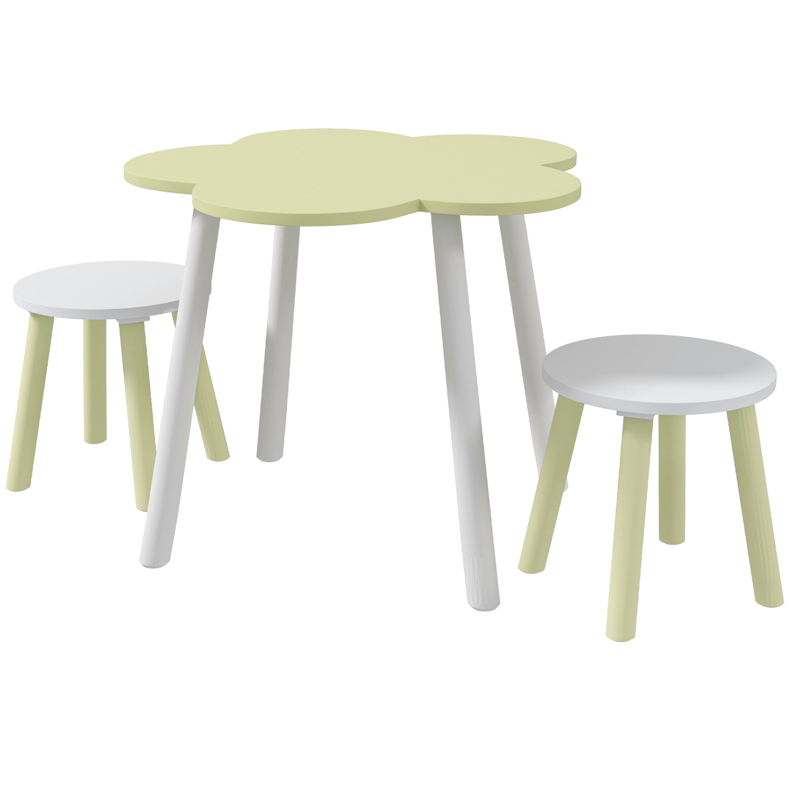 Kids Table And Chair Set, Flower Design, For Ages 2-5 Years - Green