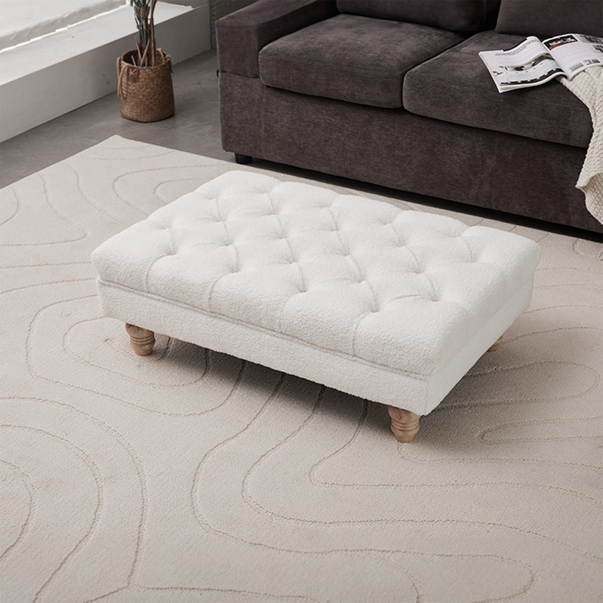 Breeins Teddy Fleece Upholstered Footstool