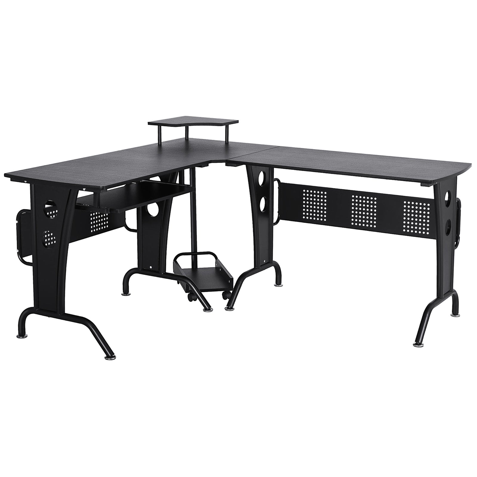 Space-saving Corner Desk, Steel Frame, Cpu Rack