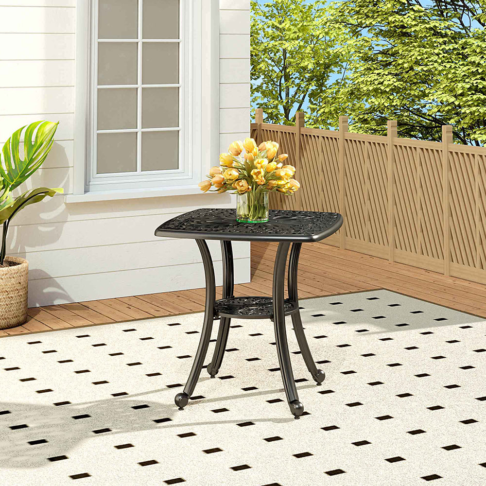 Square Cast Aluminium Garden Bistro Table,62 X 62 Cm H