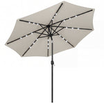 2.6 M Garden Parasol Umbrella With Light, Outdoor Patio Umbrella | Light Grey