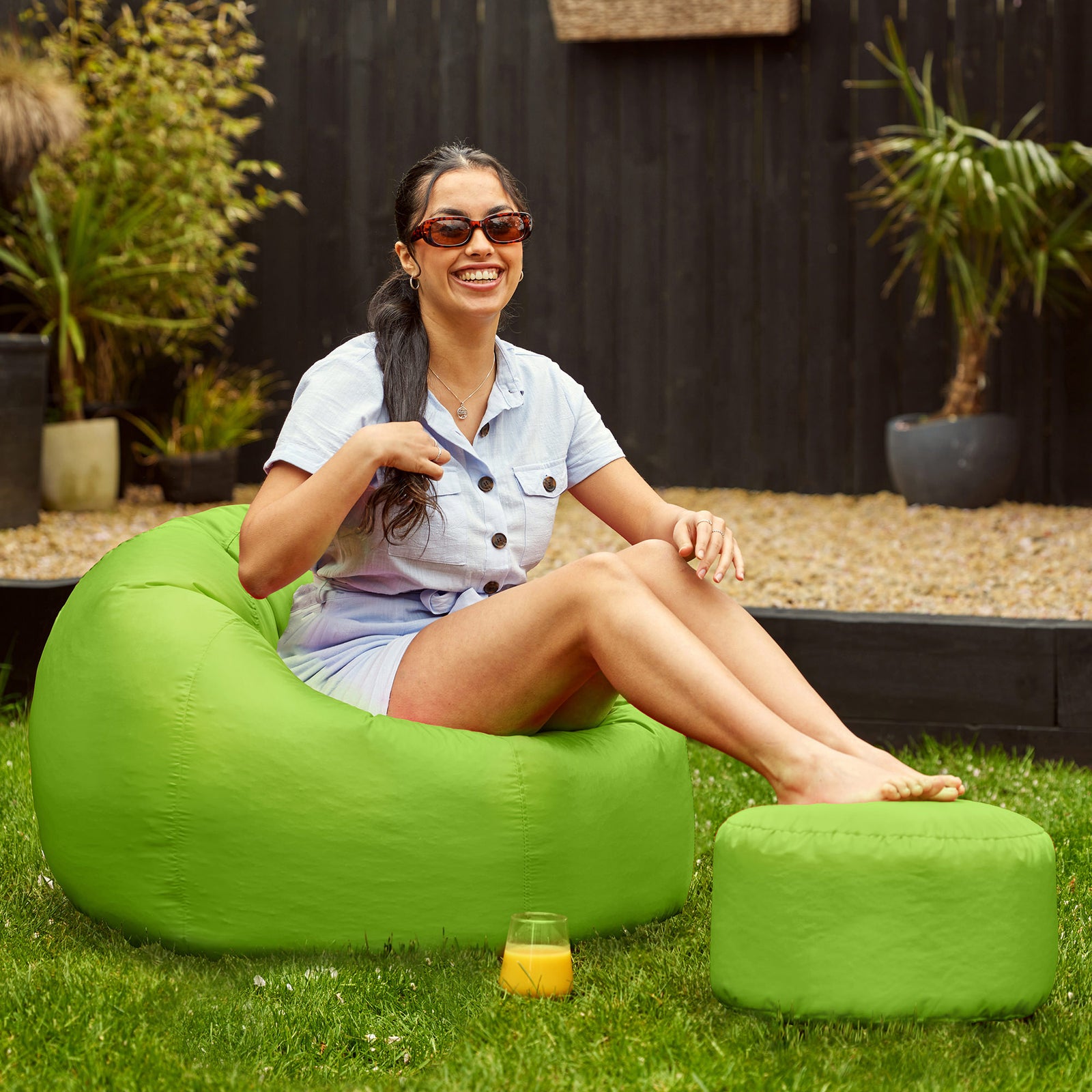 Classic Indoor Outdoor Bean Bag & Pouffe Chair | Lime