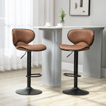 Bar Stool Set Of 2 Microfiber Adjustable | Brown