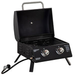 2 Burner Bbq Grill, Tabletop, Black | Black