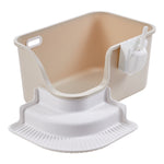 Semi-enclosed Cat Litter Box With Staircase And Scoop Open Top Design, Easy To Clean