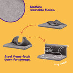 Petlicity Grey Radiator Cat Bed With Removable Faux Fur Cover And Frame