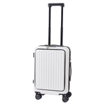 20 Inch Front Opening Suitcase With Tsa Lock And Usb Charging Port | White
