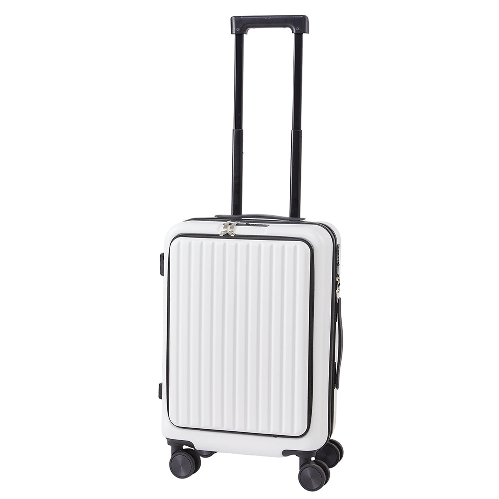 20 Inch Front Opening Suitcase With Tsa Lock And Usb Charging Port | White