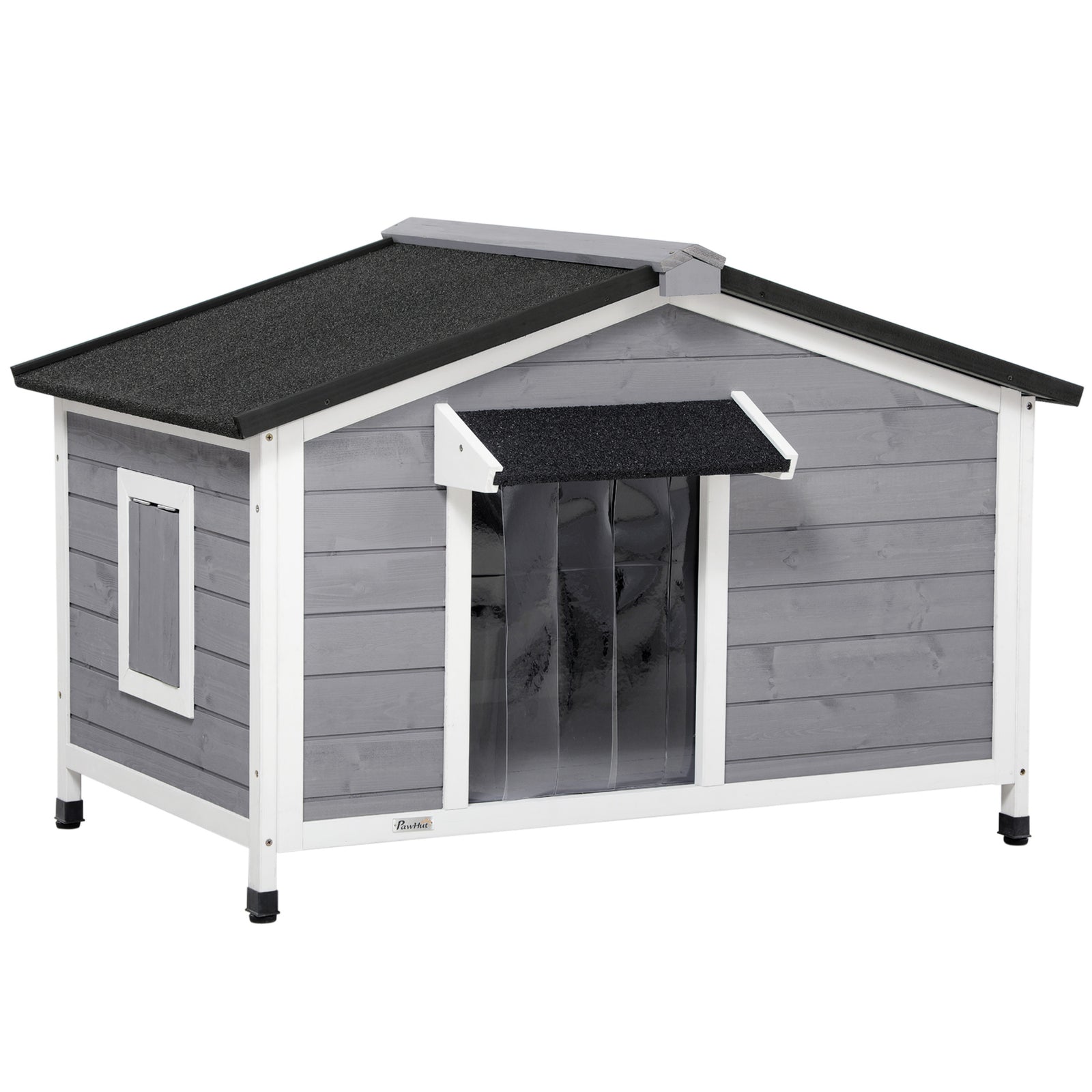 Large Wooden Dog Kennel For Outside 109l X 79w X 72h Cm, Grey