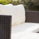 Aleria Left Hand Facing Rattan Corner Sofa And Table | Cream