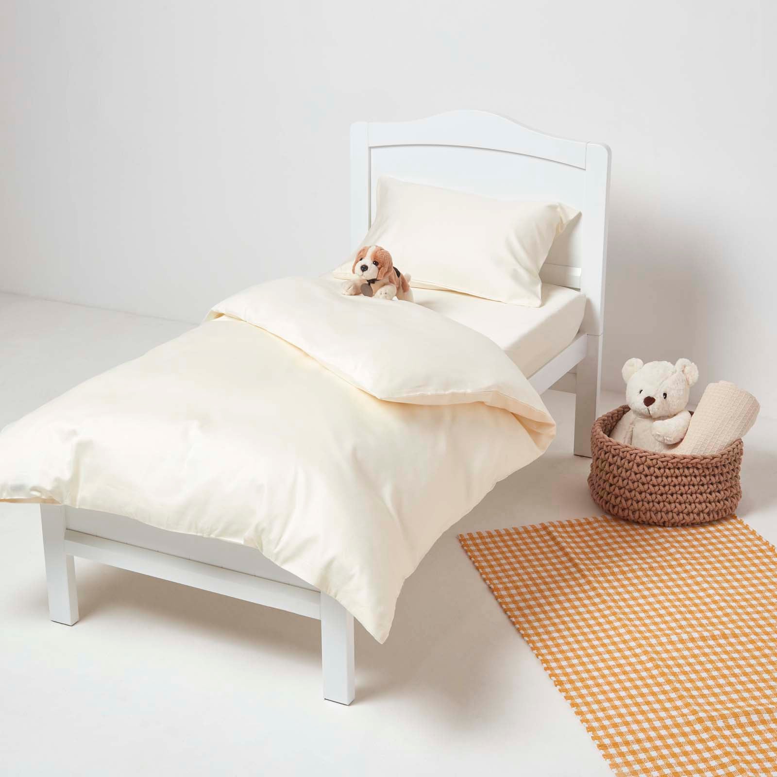 Organic Cotton Cot Bed Duvet Cover Set 400 Thread Count | Cot Bed | Cream