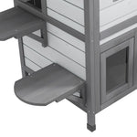 Wooden Cat House Cat Cave Pet Shelter Condos Outdoor | White