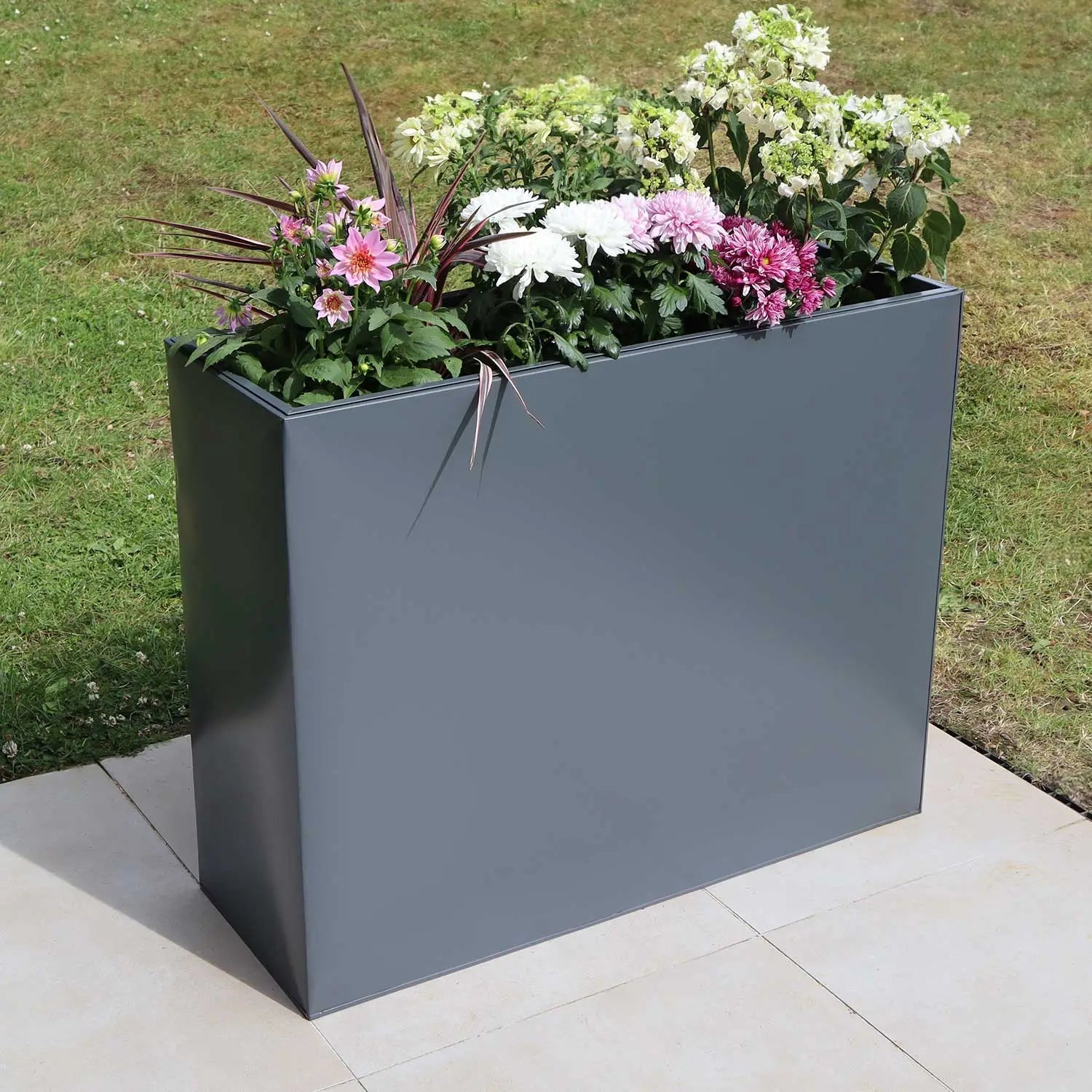 Long Zinc Galvanised Tall Trough Planter | 120cm x 40cm x 100cm | Gray