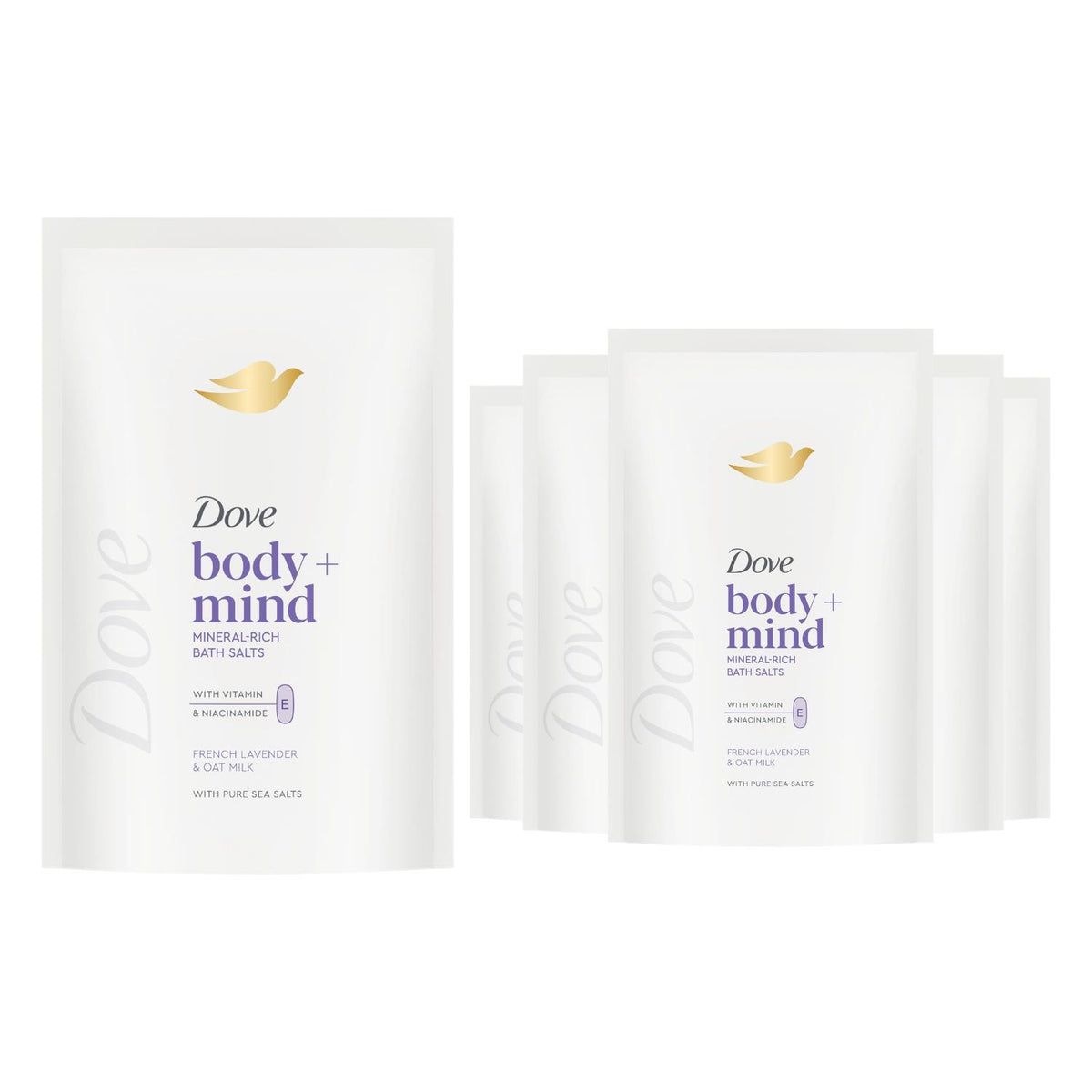 Body + Mind Bath Salts, French Lavender & Oat Milk, 400g | Set of 6