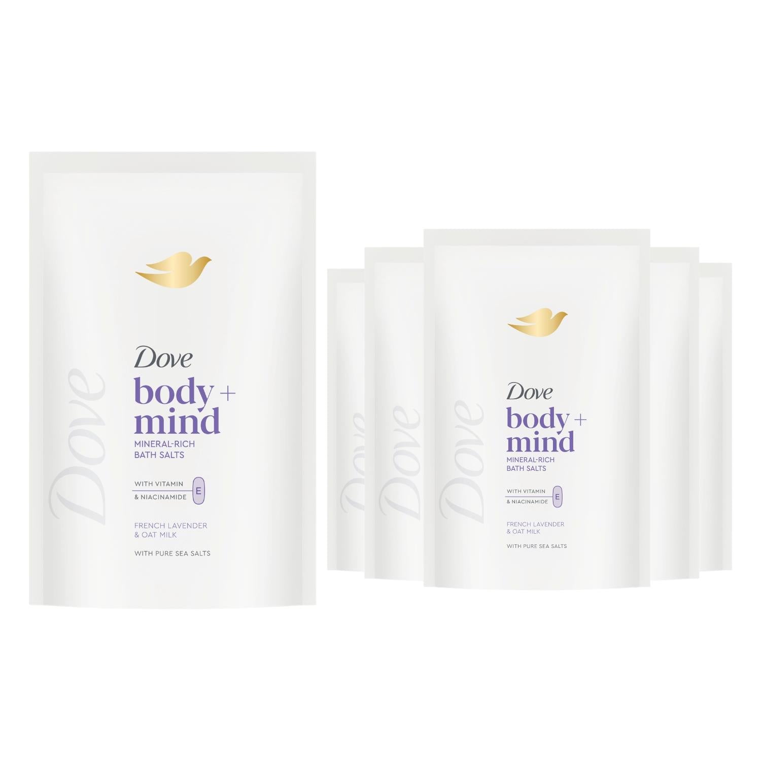 Body + Mind Bath Salts, French Lavender & Oat Milk, 400g | Set-of-6