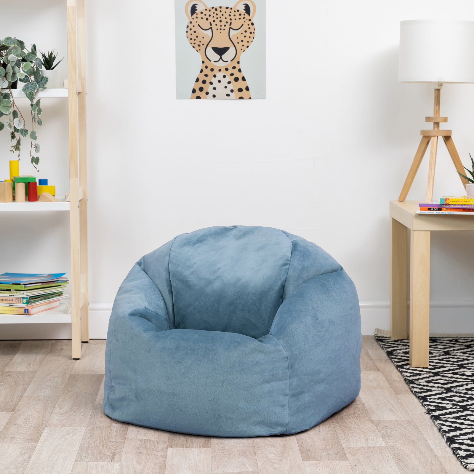 Kids Aurora Velvet Bean Bag Chair | Blue