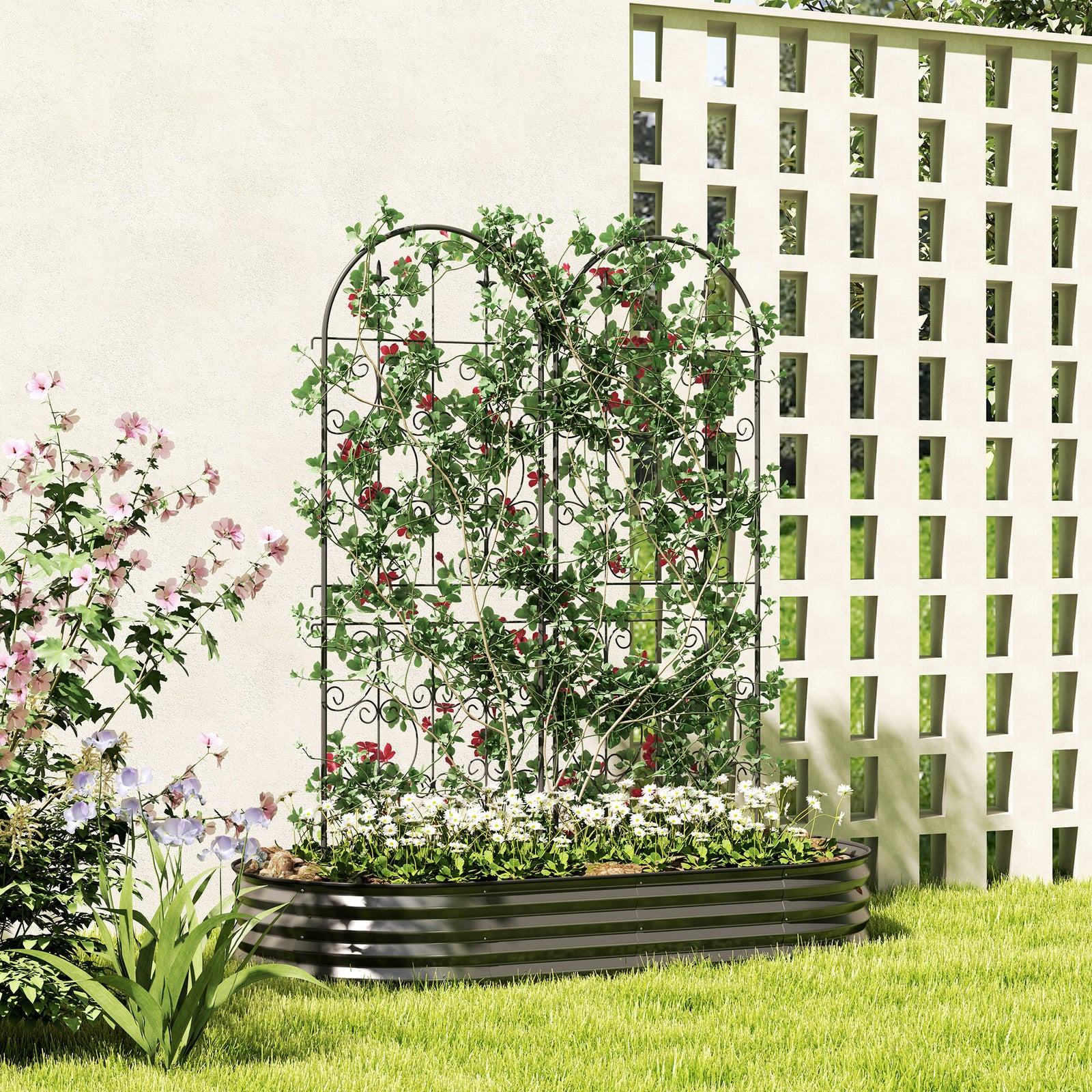 Set Of 2 Metal Garden Trellis, Outdoor Trellis Panels