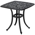 53cm Outdoor Square Side Table, Cast Aluminum - Black