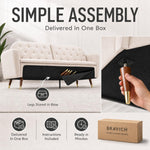Victoria Velvet Sofa Bed 3 Seater | Cream