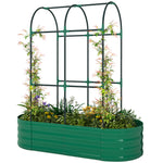 4 X 2 X 4.6ft Galvanised Raised Garden Bed With Trellis | Green