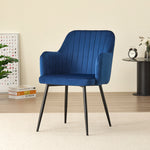 Stylish New York Dining Table Set with 4 Charlotte Velvet Chairs | Blue