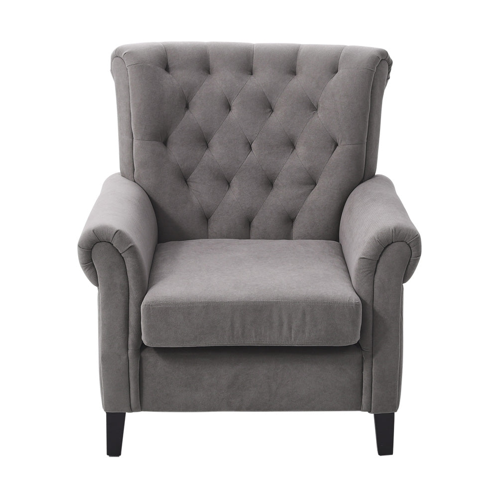 Tufted Upholstered Wingback Armchair– Elegant Accent Chair | Grey