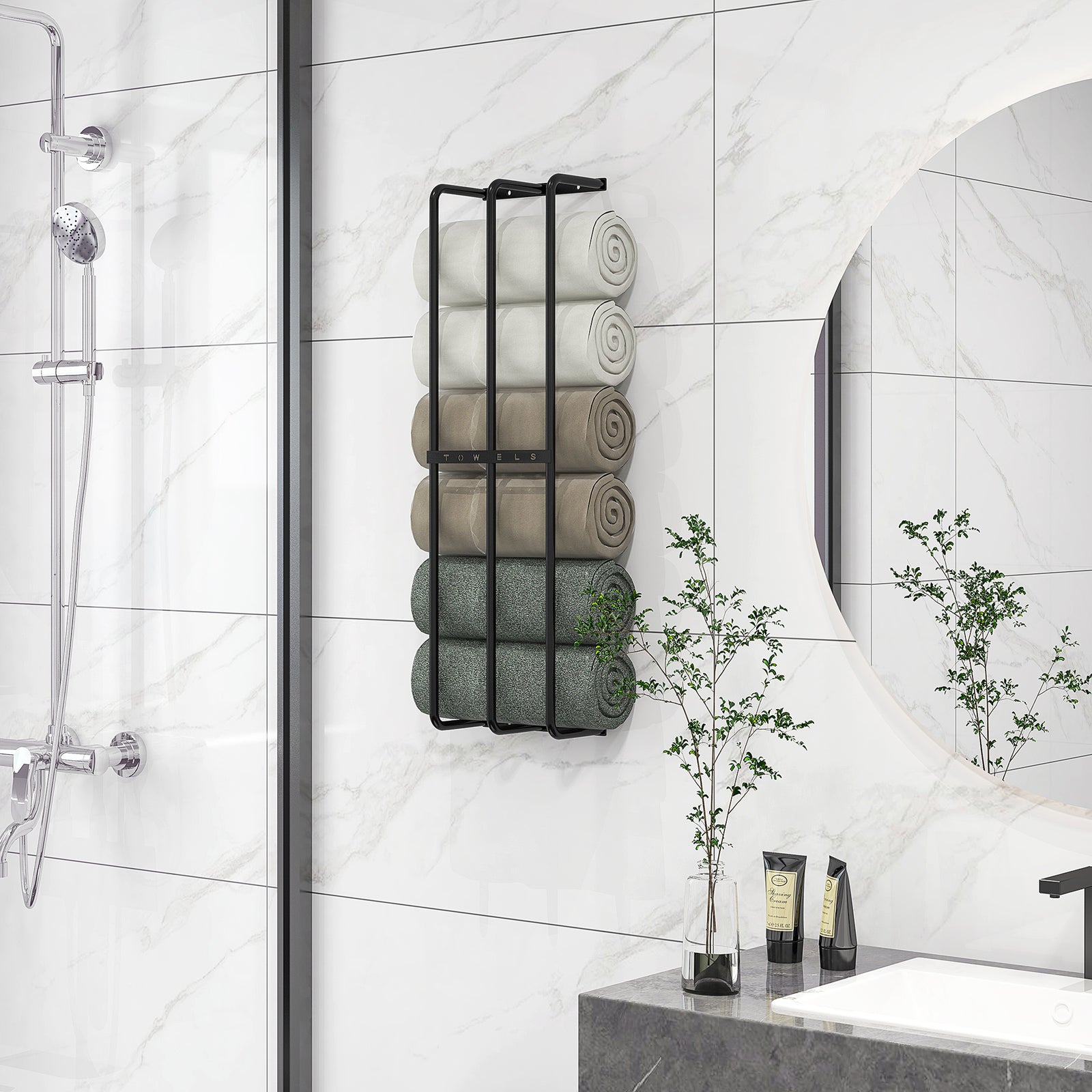 Metal Towel Rack Wall Mounted, 3 Bar Towel Rail