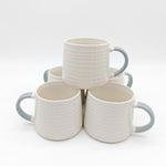 Ceramic Coffee Tea Mug 13oz Ribbing Textured Colour Painted Handle | Set of 2 | Grey