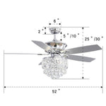 52 Inch Modern Ceiling Fan With 5 Blades With 3-color Dimming Remote Control