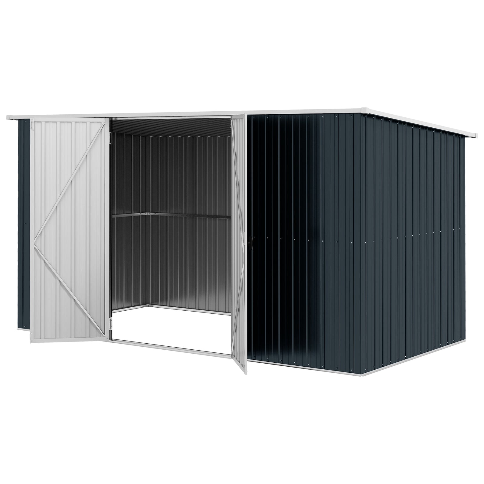 11 X 5.6ft Galvanised Metal Garden Shed With Lockable Doors