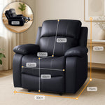 Manual Recliner Sofa 1 Seater Faux Leather | Black
