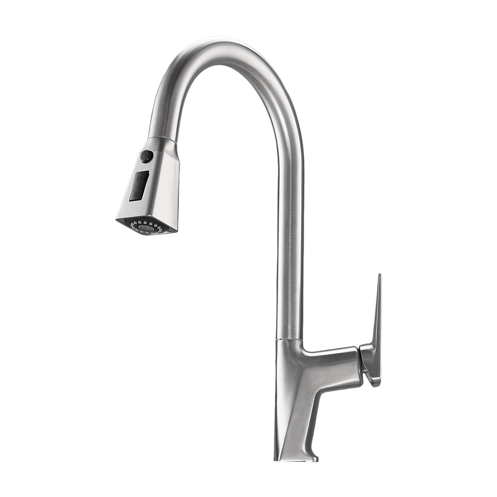 Kitchen Faucet With Pull Out Sprayer | Brushed Stainless Steel