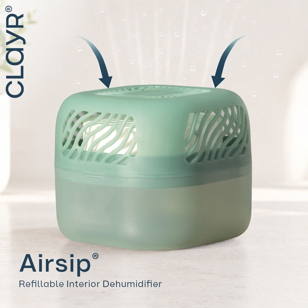 Airsip 500ml Refillable Dehumidifier With Calcium Chloride Refill | Sage Green
