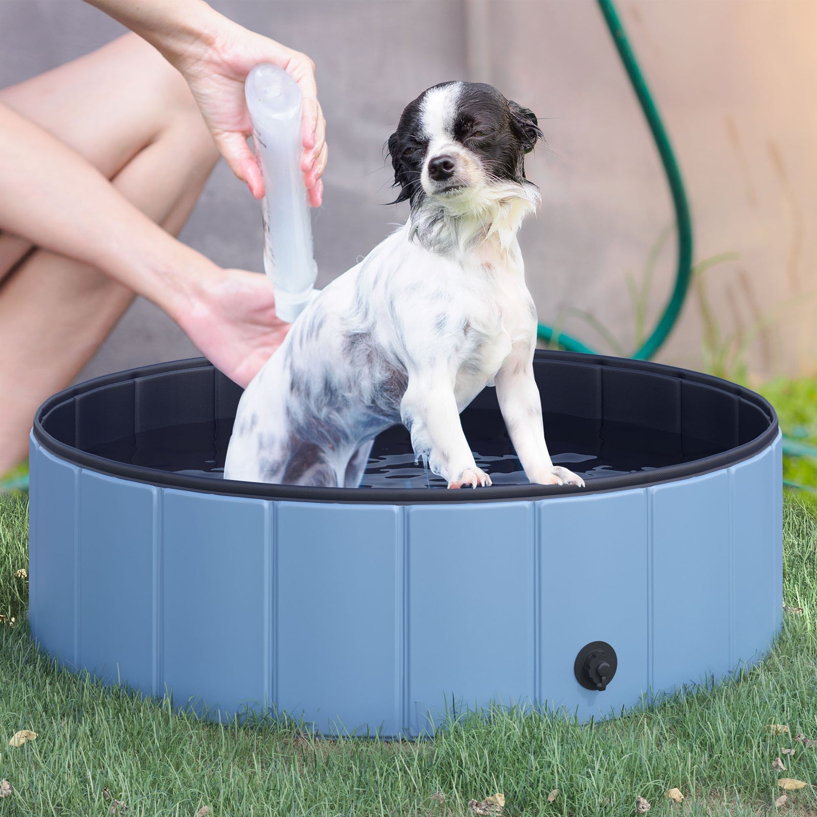 Pawhut Pet Pool Swimming Bath Portable Cat Dog Foldable Puppy Bathtub | Blue