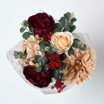 Artificial Burgundy Roses And Dahlias Bouquet, 67 Cm