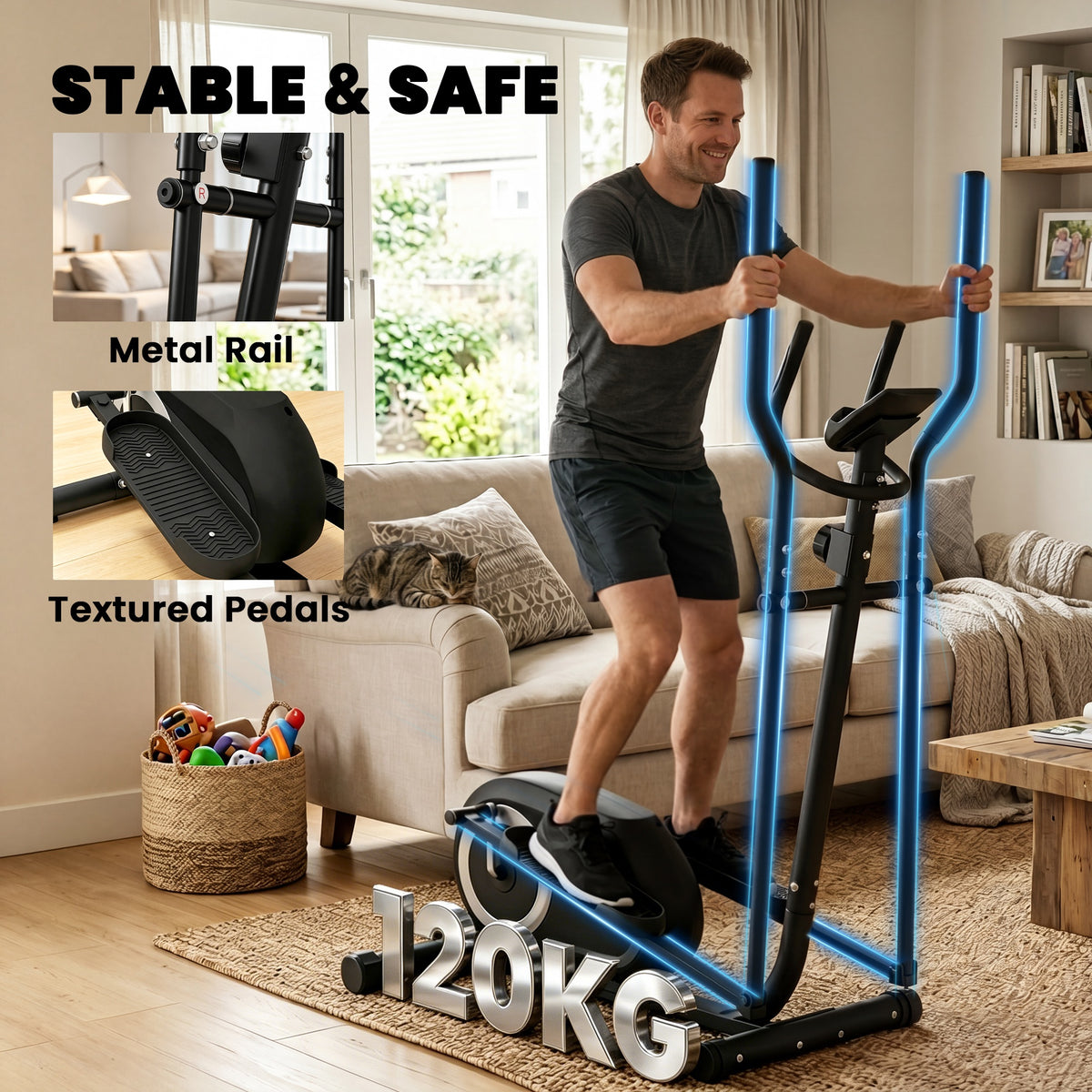 SPORTNOW Quiet Magnetic Elliptical Cross Trainer With Bluetooth