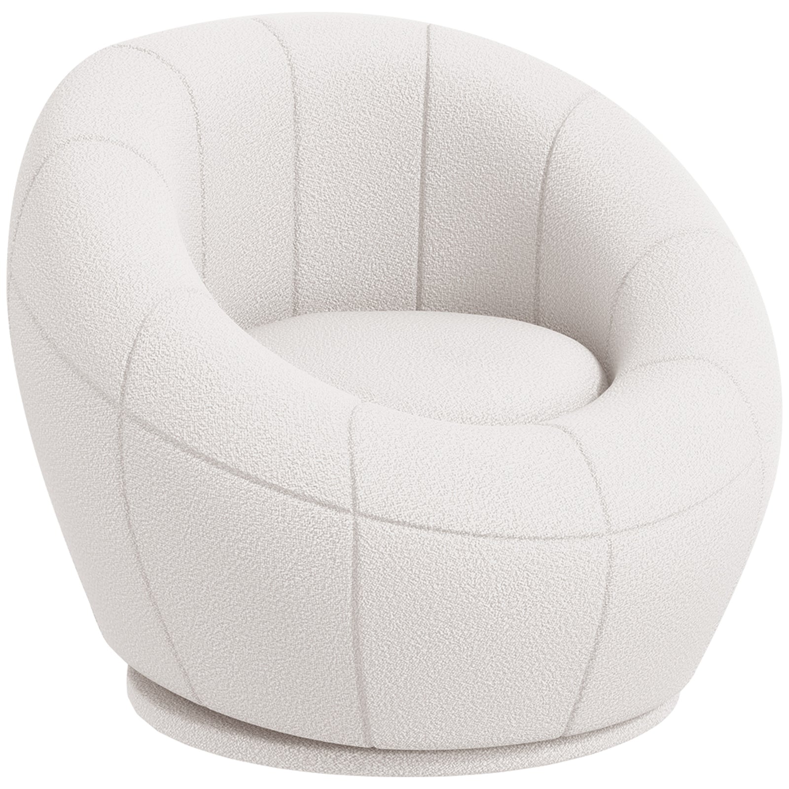 Modern Round Boucle Armchair Accent Chair Living Room | One Size | White