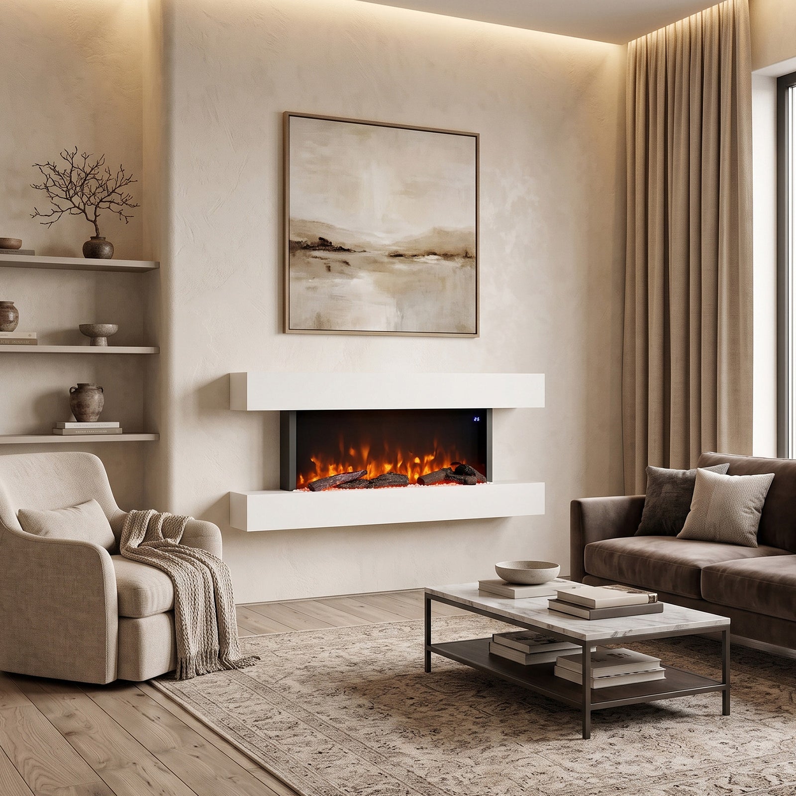 Breeins Wall-mounted Electric Fireplace With Remote Control Timer