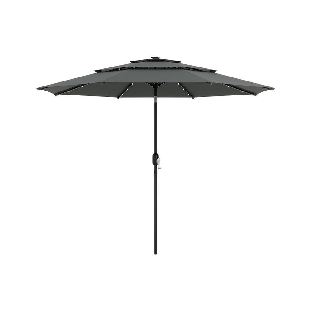 3m 3-tier Solar Led Patio Umbrella With 32 Led Lights, Crank Lift & Push-button Tilt Without Base