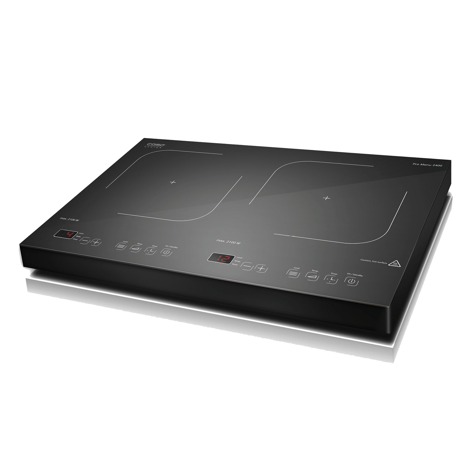 CASO Design Promenu 2400 Portable Induction Hob, Double Electric Hob With 12 Power Levels Up To 240°c